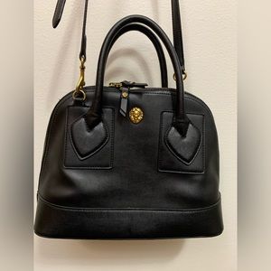 Black, leather Anne Klein crossbody purse.